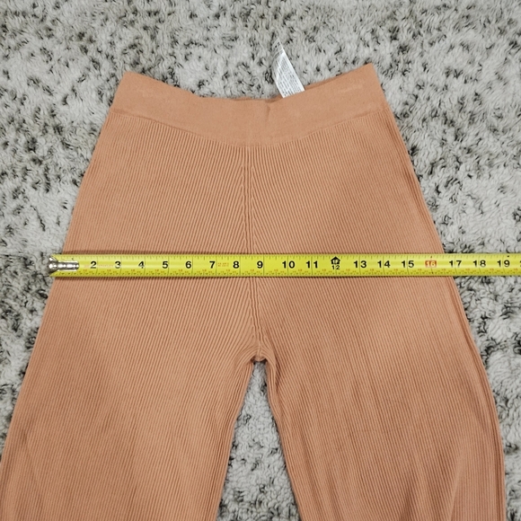 Zara SZ S Ribbed Straight Leg Hi Rise Muted Orange Elastic Waist Pull On Legging - Picture 7 of 11
